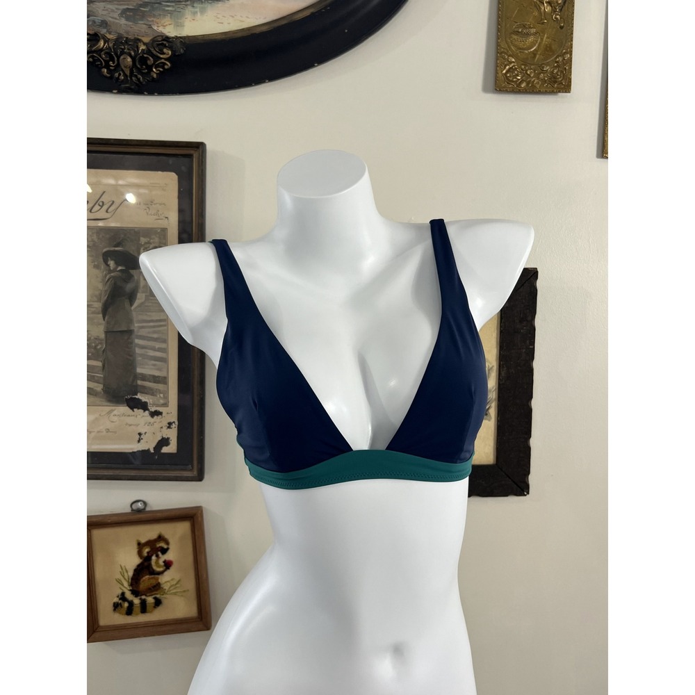 Heidi Klum Swim Navy Blue Teal Green Bikini Swim Top Size US 8 / UK M
